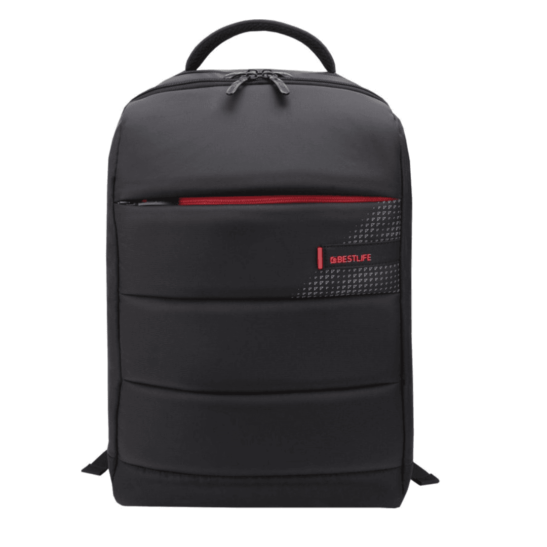 Rucsac BESTLIFE CPlus, 49x33x19cm, compartiment tableta si laptop 15.6 inch, negru/rosu