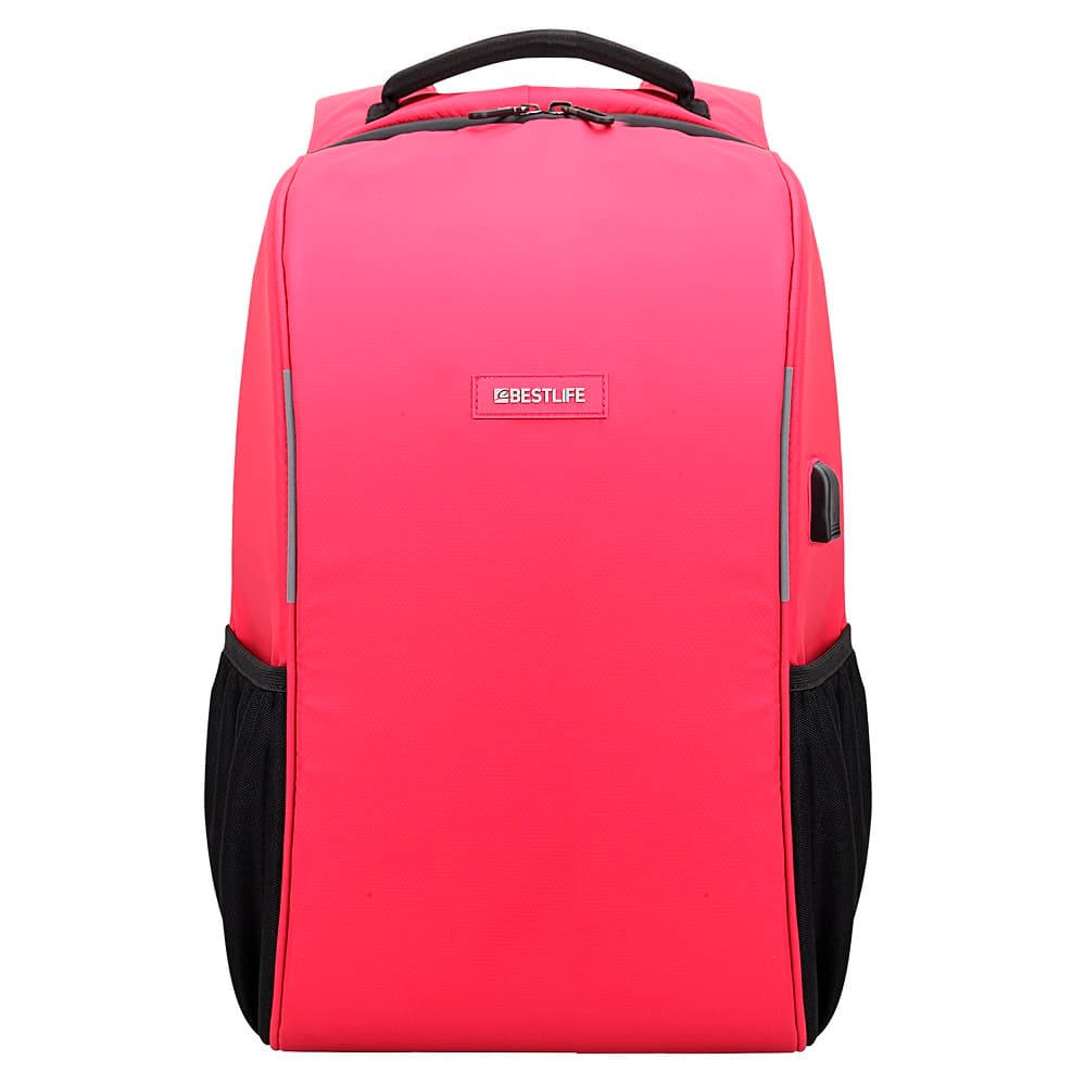 Rucsac BESTLIFE Travelsafe, laptop 15.6 inch, forma aerodinamica, conector USB si type C, rosu