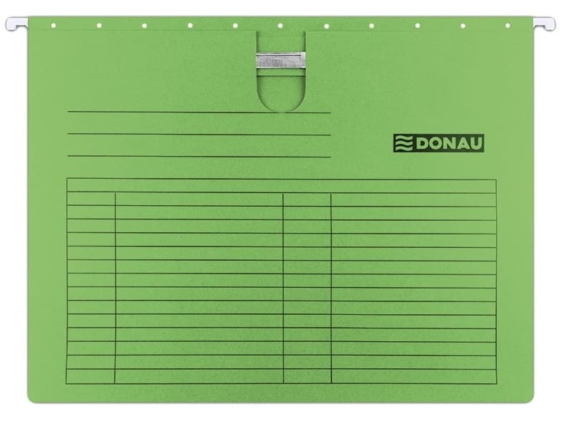 Dosar suspendabil cu sina, carton 230g/mp, bagheta metalica, 5 buc/set, DONAU - verde