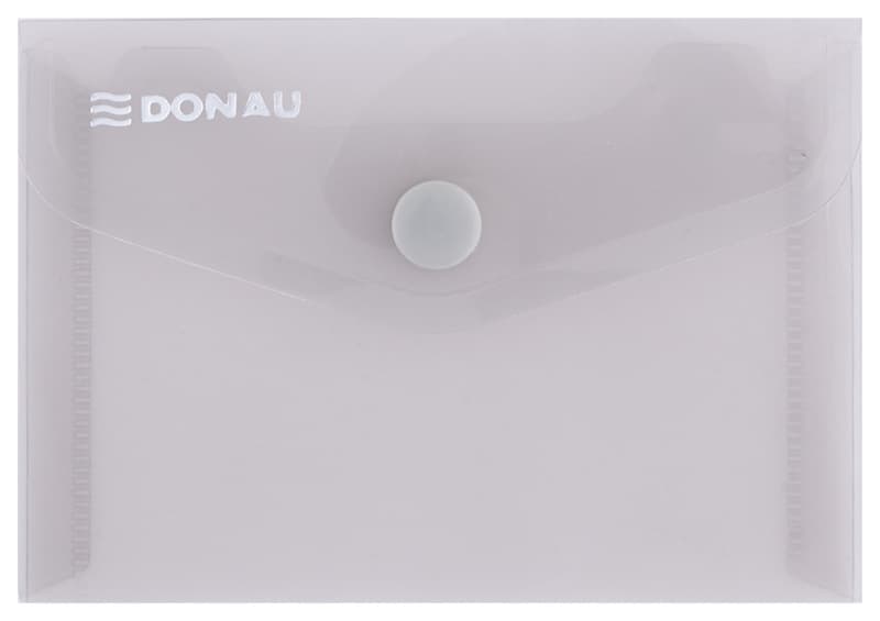 Mapa PP protectie documente A7 landscape, inchidere cu capsa, 10/set, DONAU - fumuriu