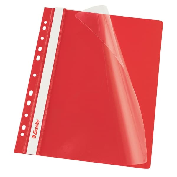 Dosar plastic cu sina si multiperforatii ESSELTE Vivida A4, 10 buc/set - rosu