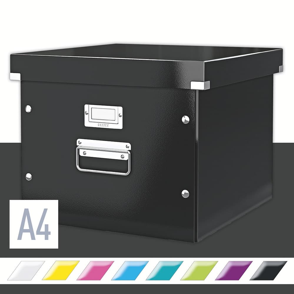 Cutie depozitare LEITZ WOW Click & Store, pentru 15 dosare suspendabile, carton laminat, negru