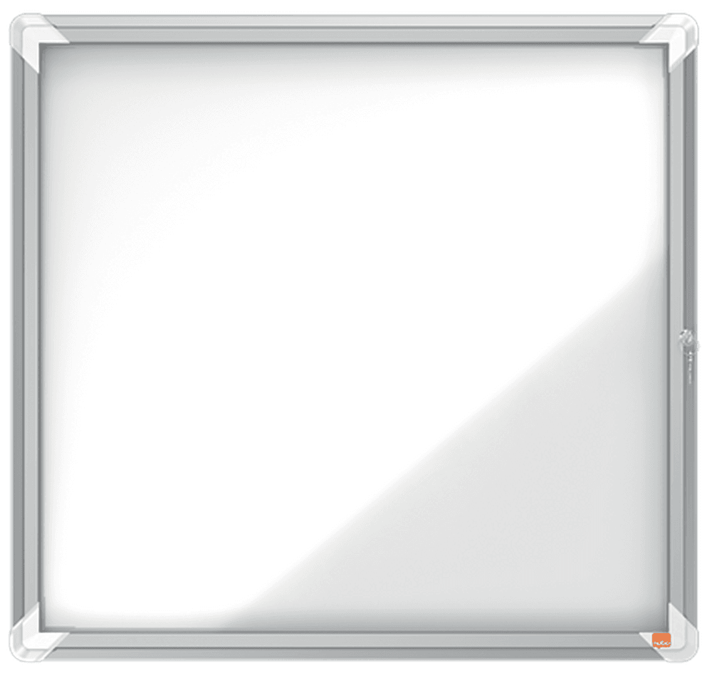 Avizier NOBO Premium Plus, interior, otel emailat, 6x A4, cu usa si cheie, magnetic, alb