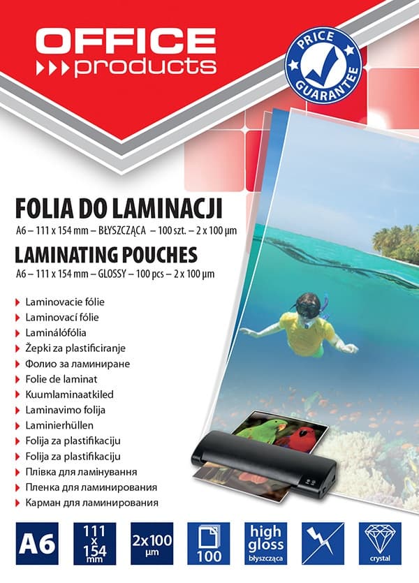 Folie pentru laminare,    A6 100 microni 100buc/top Office Products