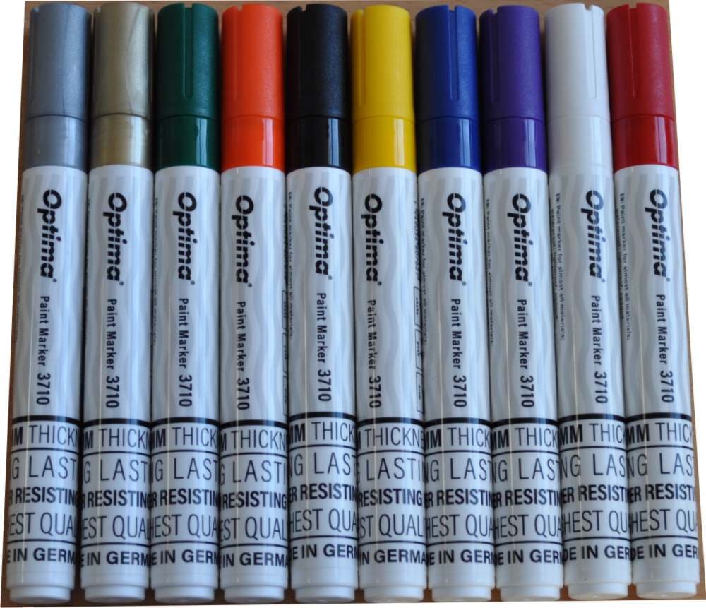 Marker cu vopsea Optima Paint 3710, varf rotund 4.5mm, grosime scriere 2-3mm - argintiu