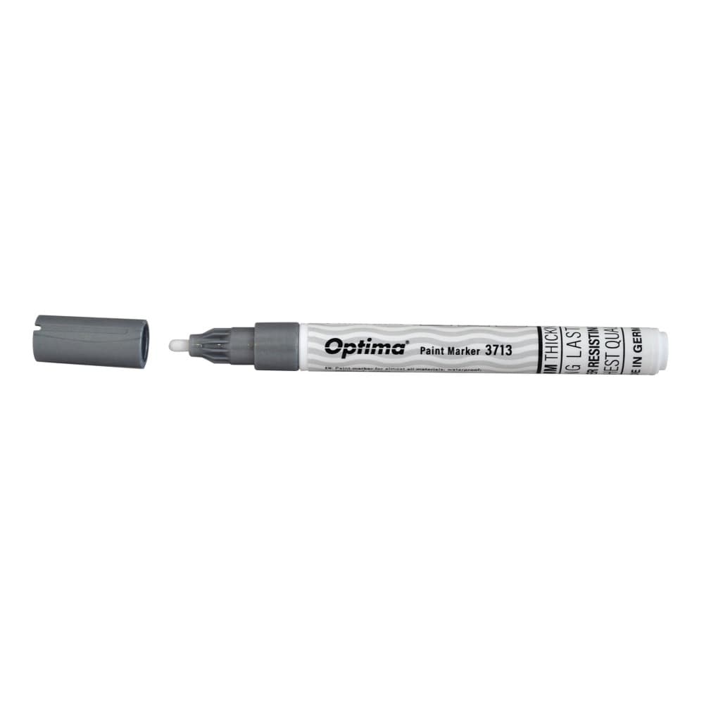 Marker cu vopsea Optima Paint 3713, varf rotund 2.0mm, grosime scriere 1-2mm - argintiu
