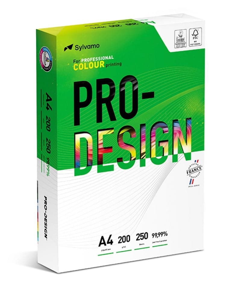 Carton A4, satinat, Pro-Design, clasa A++, 200 gr./mp, 250 coli/top - alb