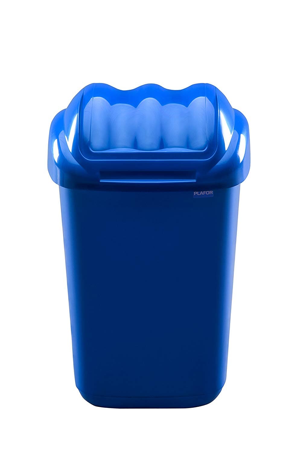 Cos plastic cu capac batant, pentru reciclare selectiva, capacitate 50l, PLAFOR Fala - albastru