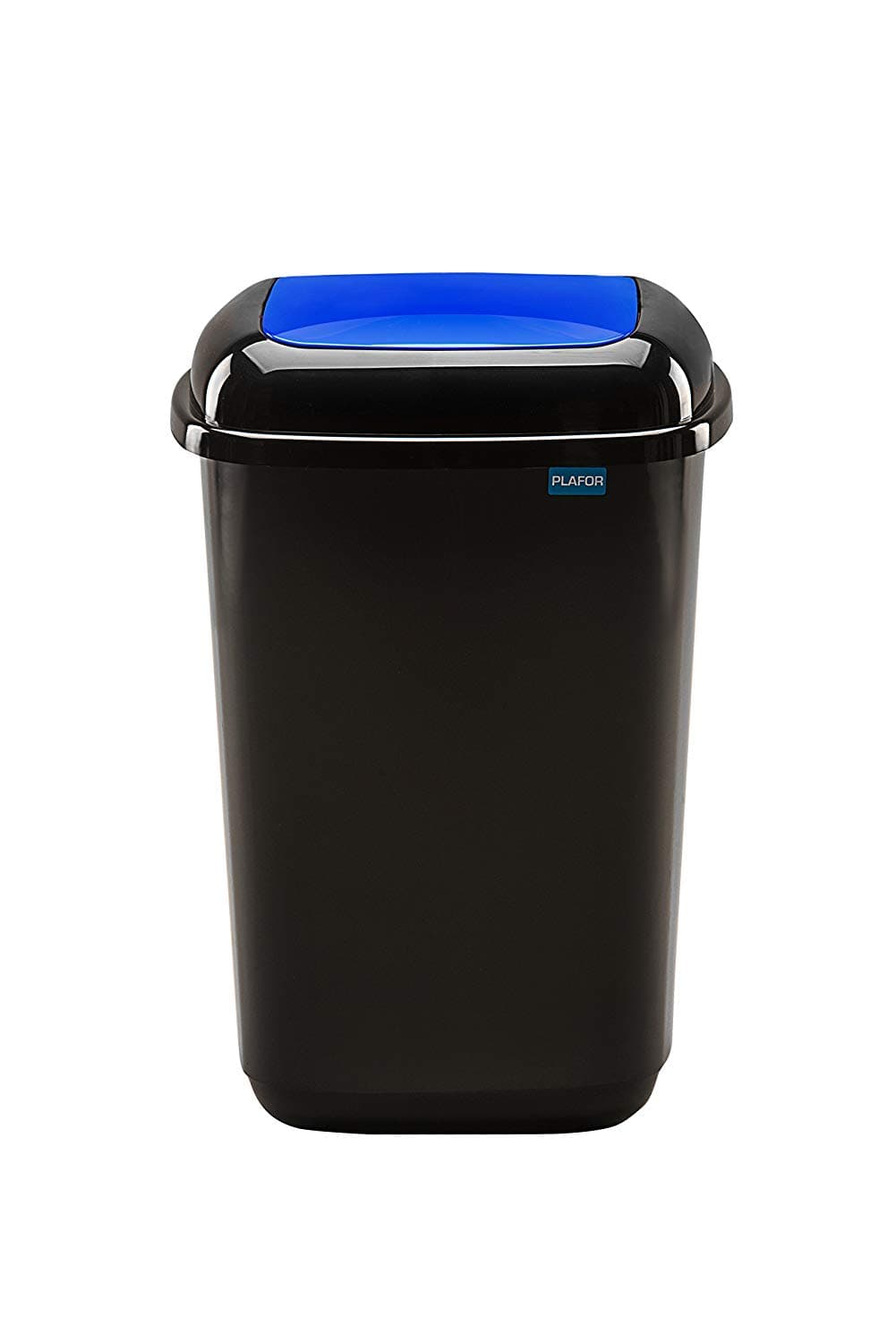 Cos plastic reciclare selectiva, capacitate 45l, PLAFOR Quatro - negru cu capac albastru - hartie
