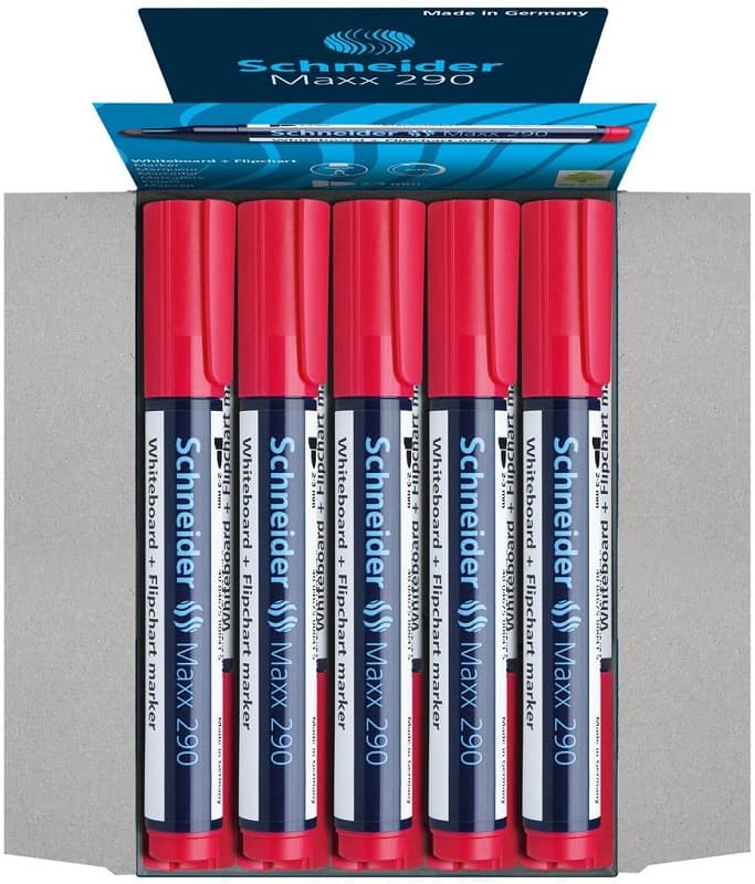 Marker SCHNEIDER Maxx 290, pentru tabla de scris+flipchart, varf rotund 2-3mm - rosu
