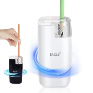Ascutitoare electrica Eagle TY61, alimentare 2 baterii AA neincluse, 1 orificiu, 6-8mm, plastic, alb / negru