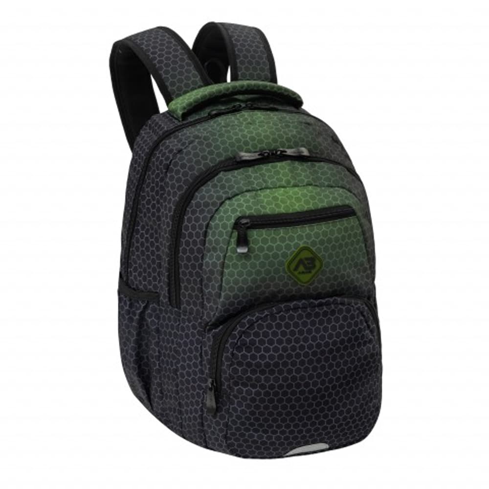 Ghiozdan Astra AB200, Hexagon Green Ombre, 3 compartimente, 44 x 32 x 19 cm
