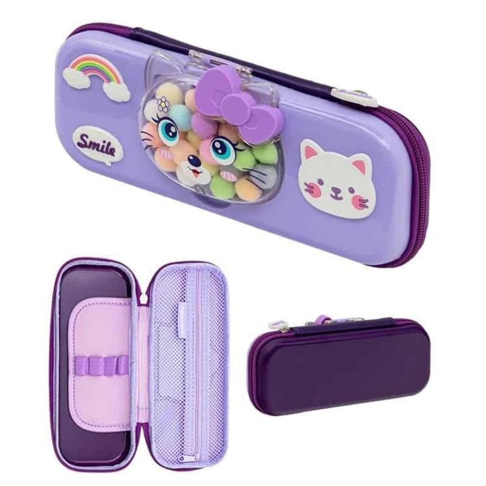 Penar 3D Astra, 1 compartiment, spuma EVA, 23.3 x 9.5 x 4.5 cm, Kitty, lavanda