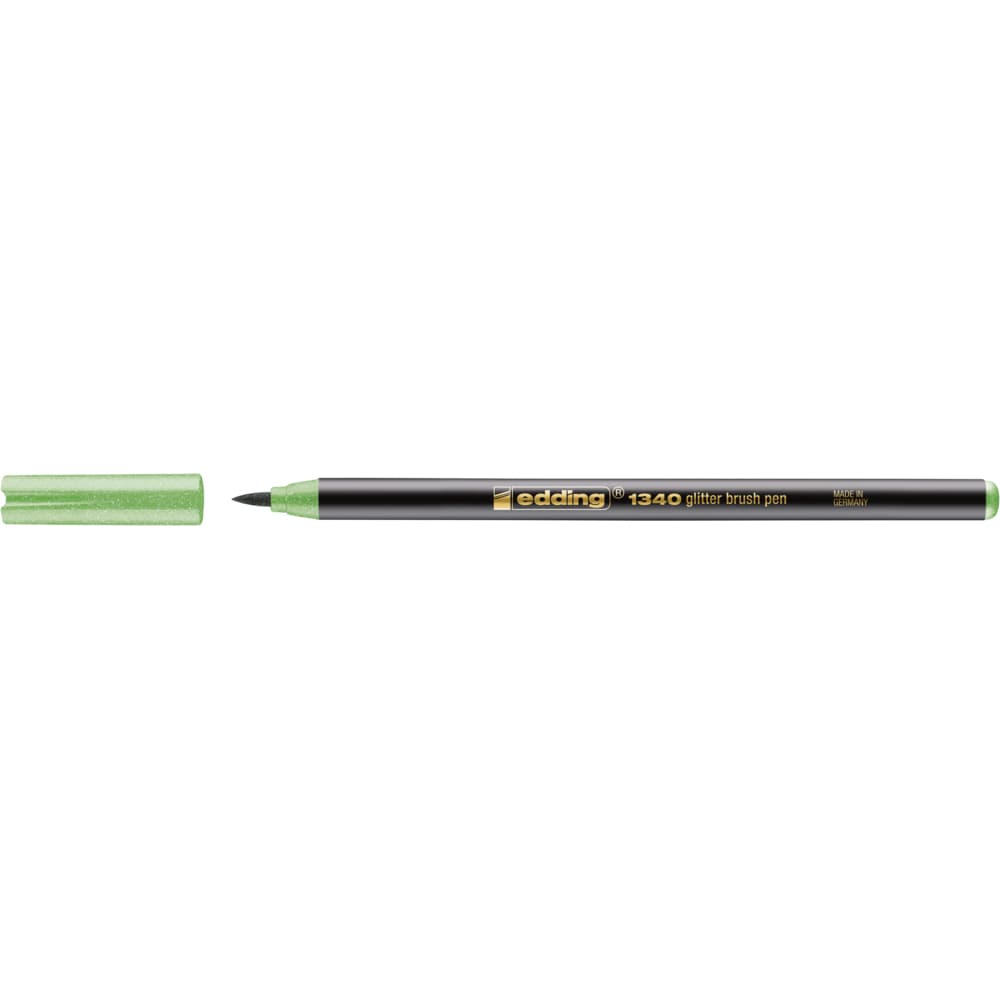Marker Edding 1340 Glitter, varf tip pensula, verde deschis, 1-6 mm, pe baza de apa