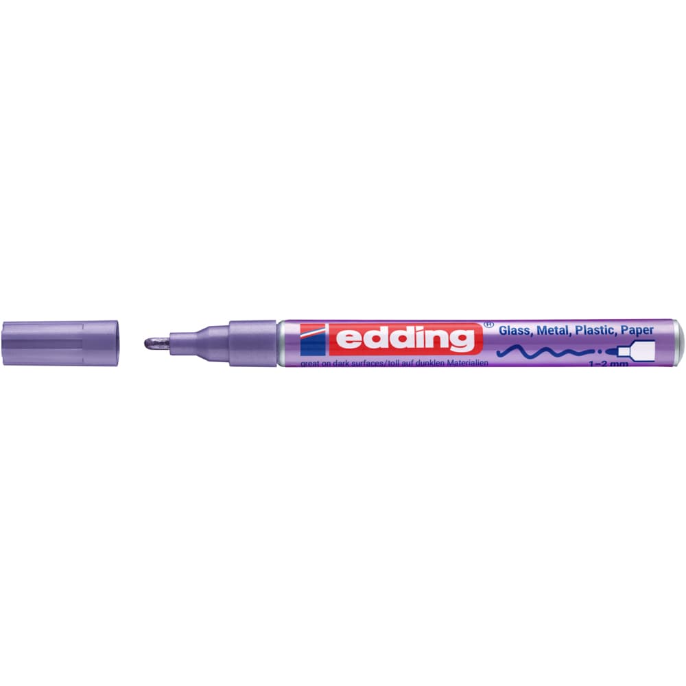 Marker cu vopsea Edding 751, corp aluminiu, varf rotund 1-2 mm, violet metalic