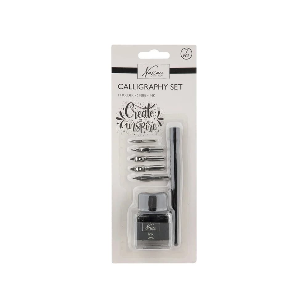 Set caligrafie, Creative Craft, 5 penite, calimara cerneala