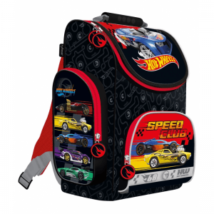 Ghiozdan St.Majewski Hot Wheels, 1 compartiment, 3 buzunare, negru, 650796