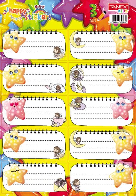 ETICHETE SCOLARE 30/SET STARS TLS-822 TANEX