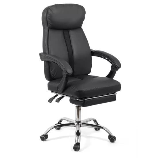 Scaun de birou ergonomic OFF 321 din piele eologică neagră cu suport pentru picioare