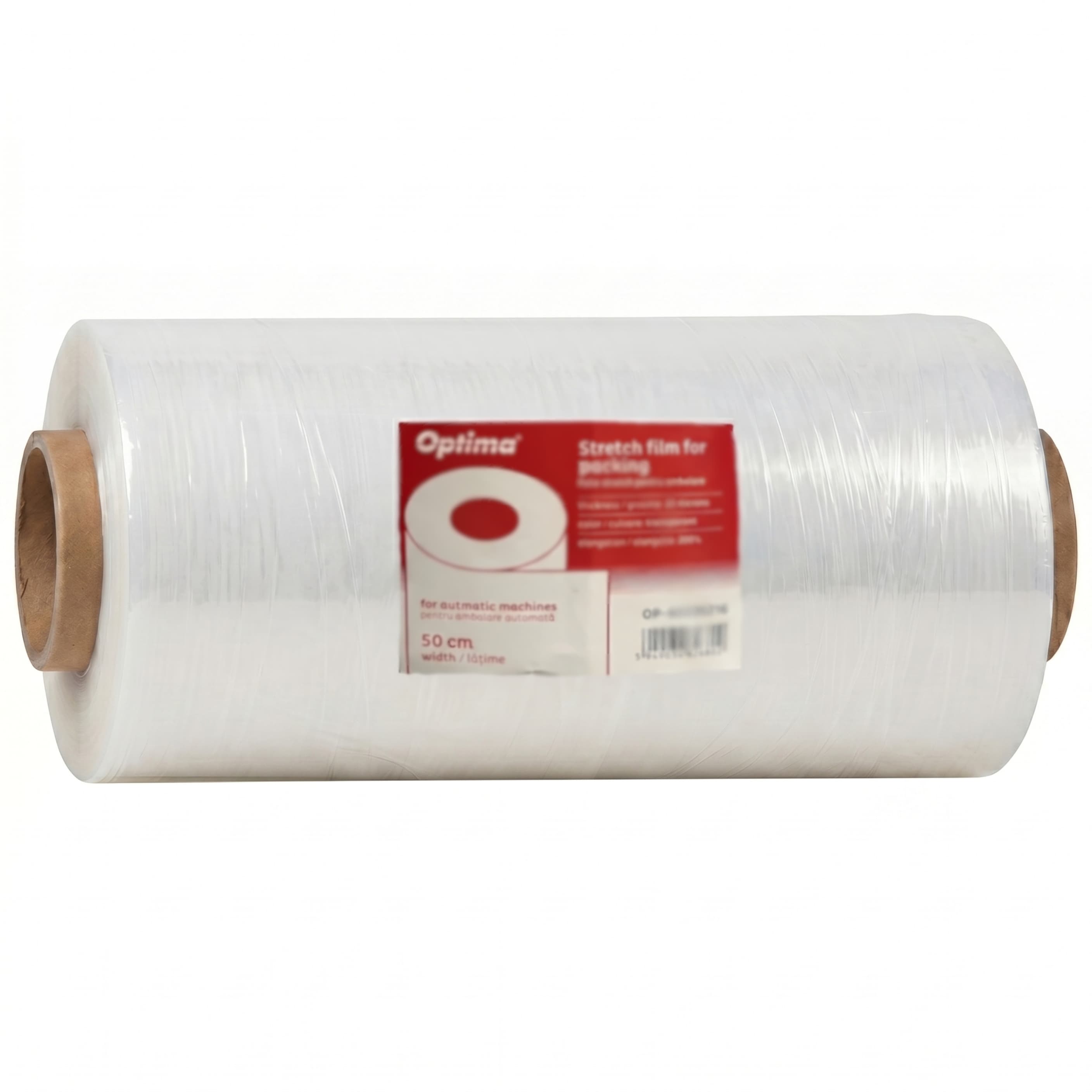 Folie stretch transparenta Optima, 50cm latime, 23microni, elongatie 300% - masini automate