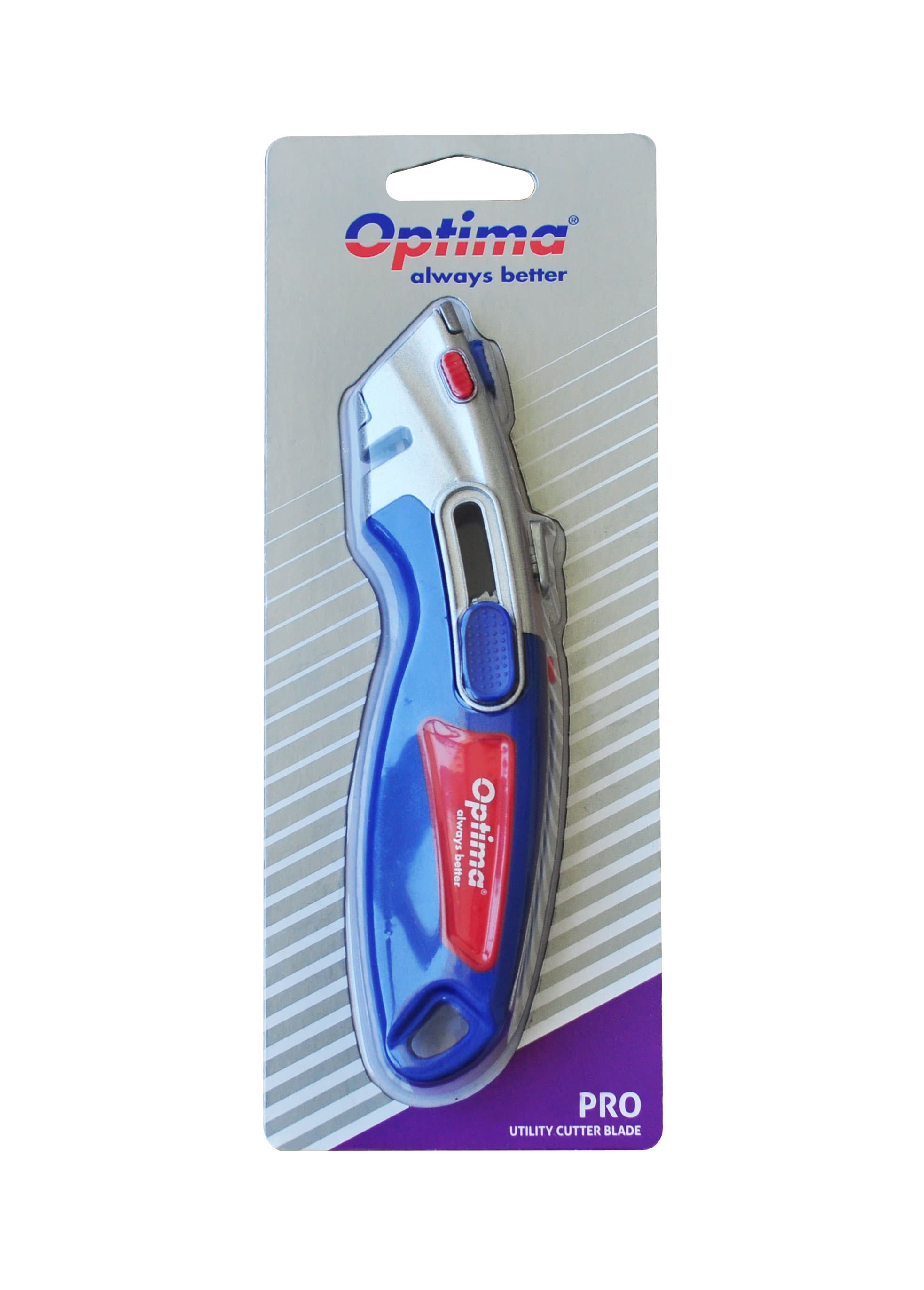 Cutter Optima Pro, lama trapezoidala + 4 rezerve SK2 tratate, 2 functiuni, zinc cu rubber grip