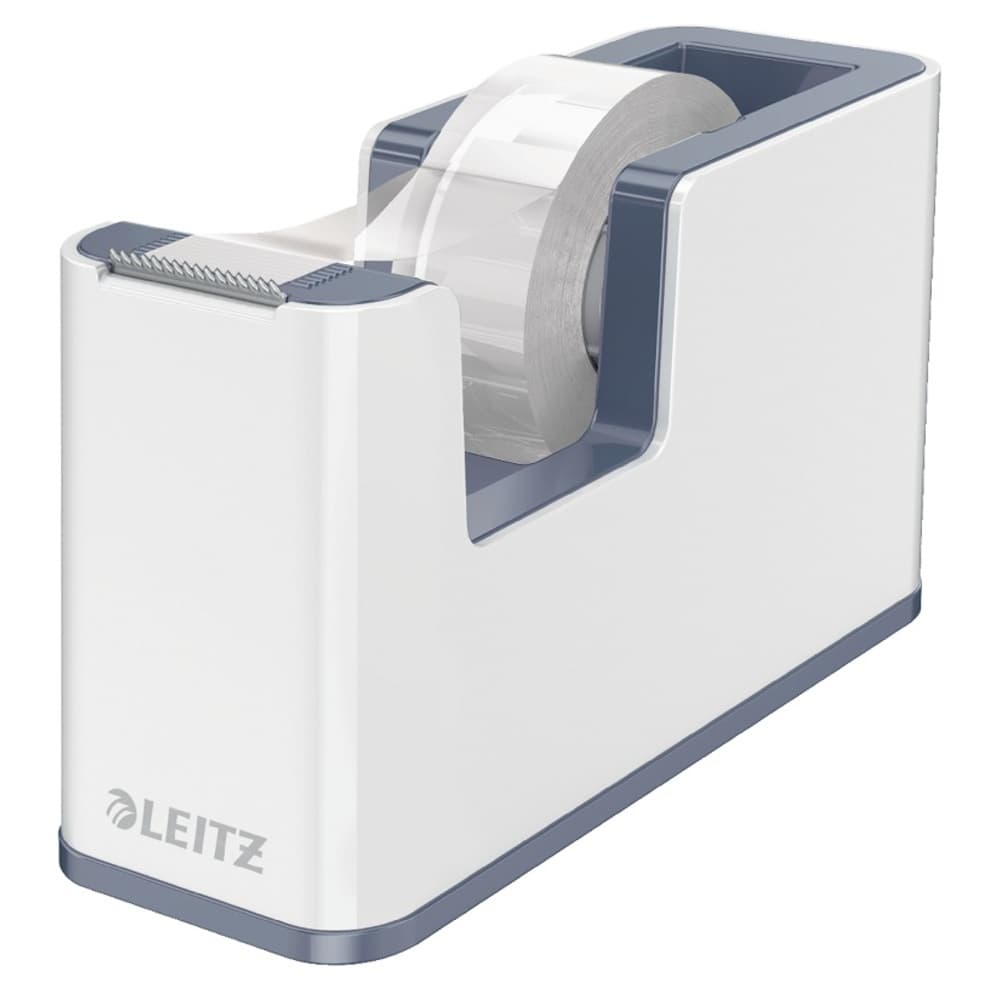 Dispenser banda adeziva LEITZ WOW, PS, banda inclusa, culori duale, alb-gri