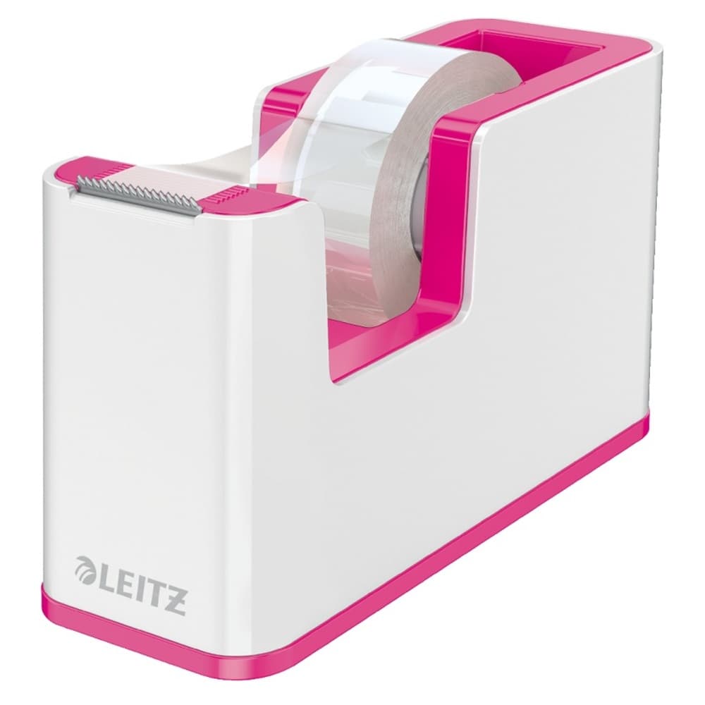 Dispenser banda adeziva LEITZ WOW, PS, banda inclusa, culori duale, alb-roz