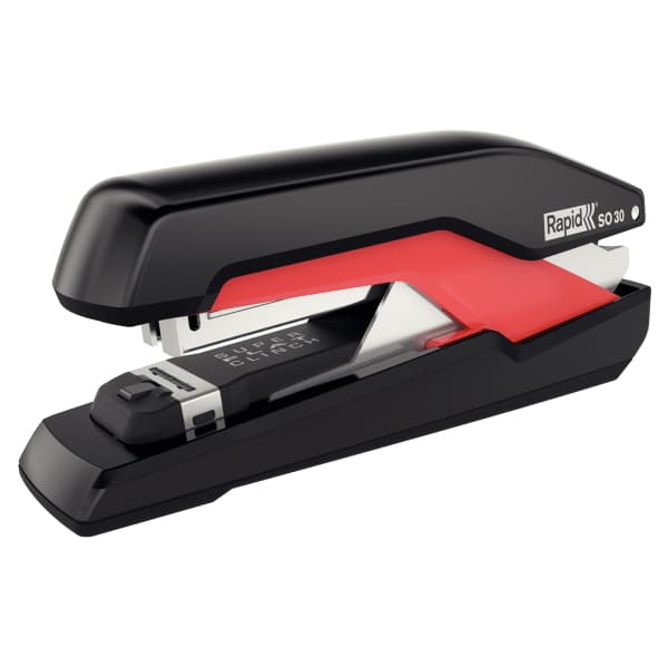 Capsator metalic Rapid Supreme Omnipress SO30, 30 coli, capsare plata, cutie, rosu-negru -full strip