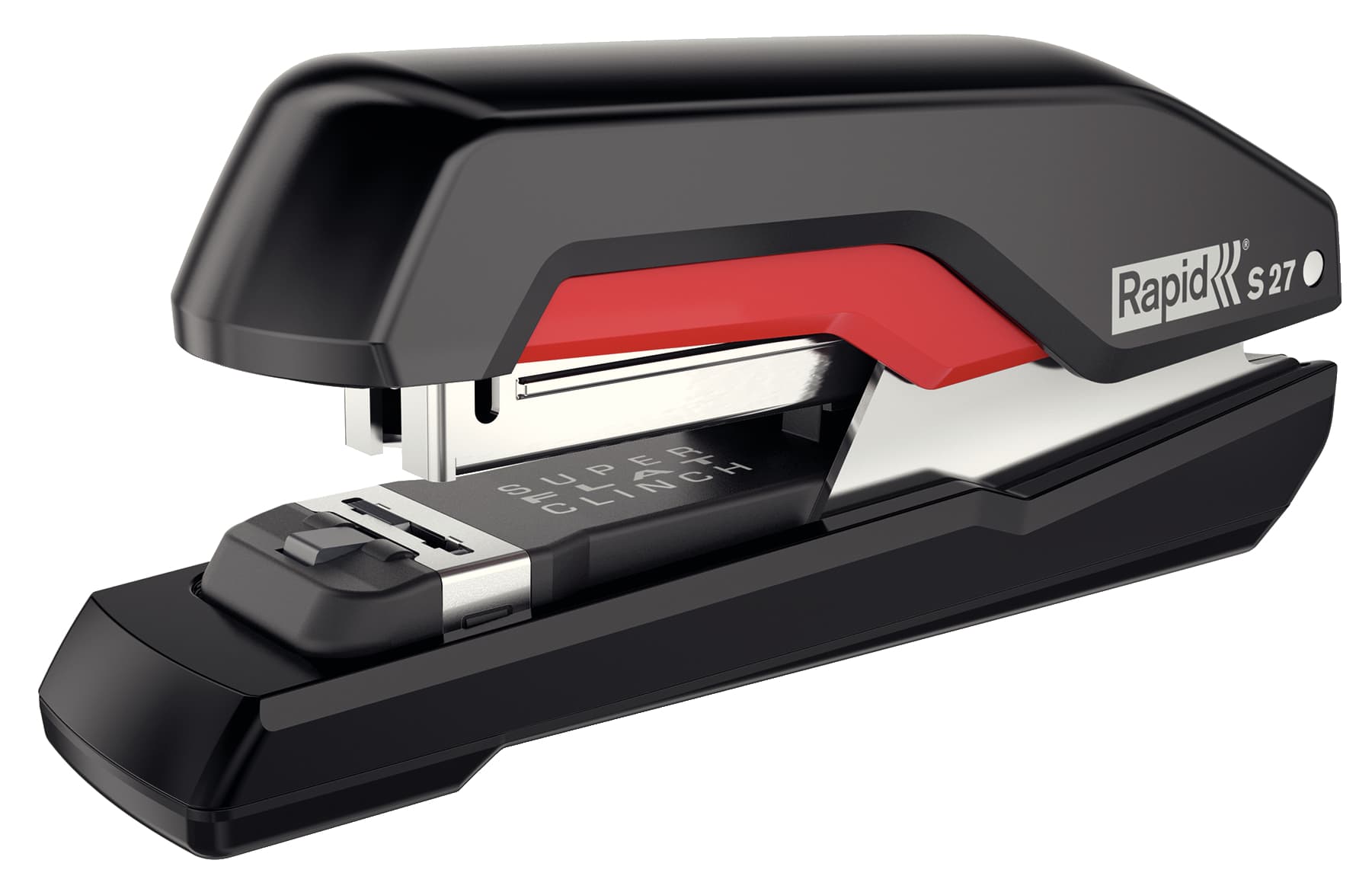 Capsator metalic Rapid Supreme S27, 30 coli, capsare plata, cutie, rosu-negru