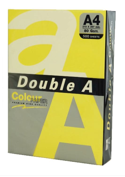 Hartie color pentru copiator A4, 80gsm, 500coli/top, Double A - lemon intens