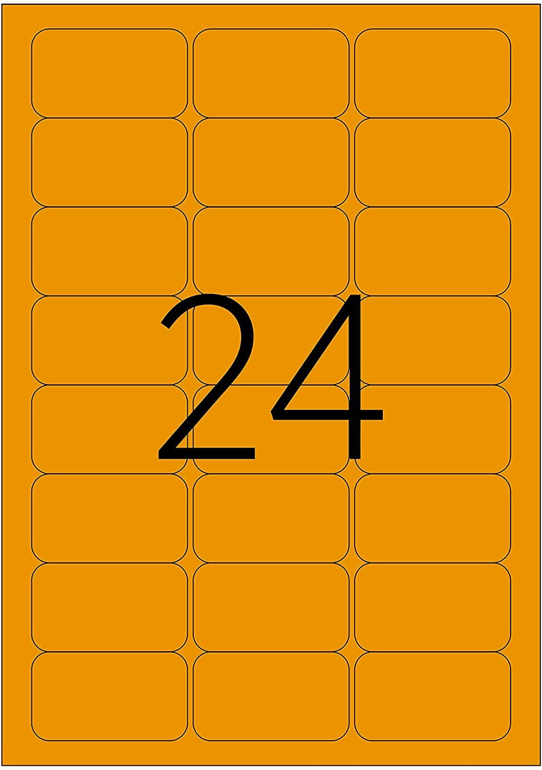Etichete color autoadezive, 24/A4, 70 x 37mm, 25 coli/top, TANEX, orange fluorescent