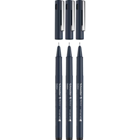 Liner pt desen tehnic SCHNEIDER Pictus, varf fetru (0.3/0.5/0.7mm), 3 buc/set - negru