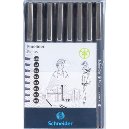 Liner pt desen tehnic SCHNEIDER Pictus, varf fetru (0.05/0.1/0.2/0.3/0.4/0.5/0.7/0.9mm), 8buc/set-ne