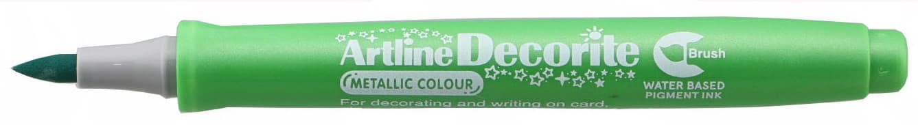 Marker ARTLINE Decorite, varf flexibil (tip pensula) - verde metalizat