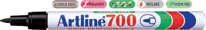 Permanent marker ARTLINE 700, corp metalic, varf rotund 0.7mm - negru