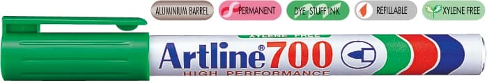 Permanent marker ARTLINE 700, corp metalic, varf rotund 0.7mm - verde