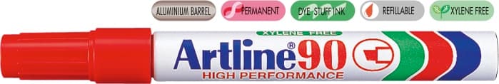 Permanent marker ARTLINE 90, corp metalic, varf tesit 2.0-5.0mm - rosu