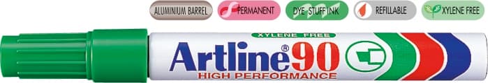 Permanent marker ARTLINE 90, corp metalic, varf tesit 2.0-5.0mm - verde