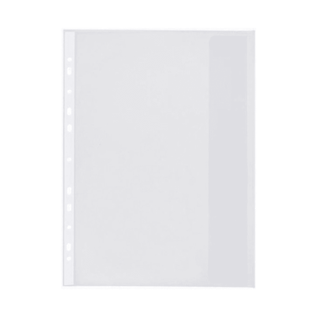 Folie protectie doc. A4, clapa laterala, inchidere cu capsa, 4/set, 200 microni, Optima -albastru tr