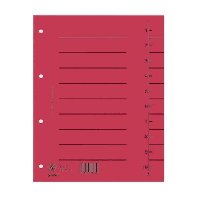 Separatoare carton manila 250g/mp, 300 x 240mm, 100/set, DONAU - rosu
