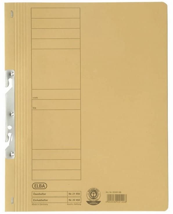 Dosar carton pentru incopciat, coperta 1/1 ELBA Smart Line - galben