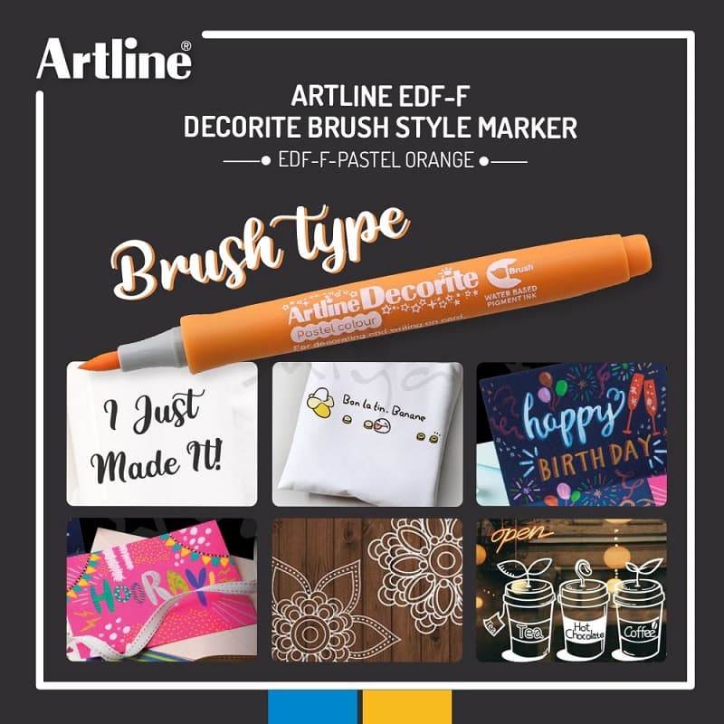 Marker ARTLINE Decorite, varf flexibil (tip pensula) - portocaliu pastel