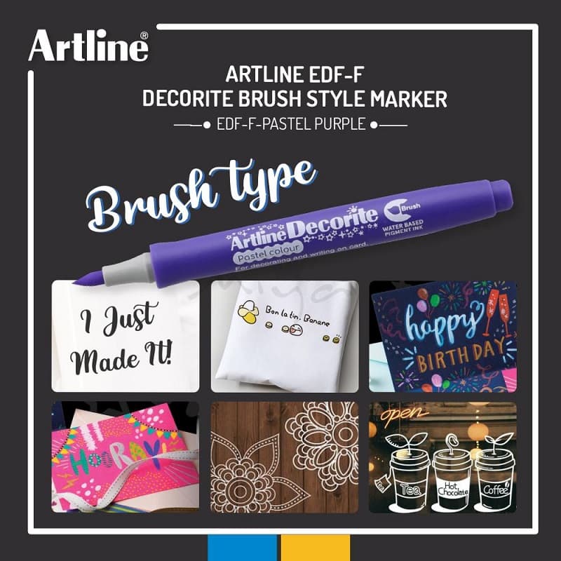 Marker ARTLINE Decorite, varf flexibil (tip pensula) - mov pastel