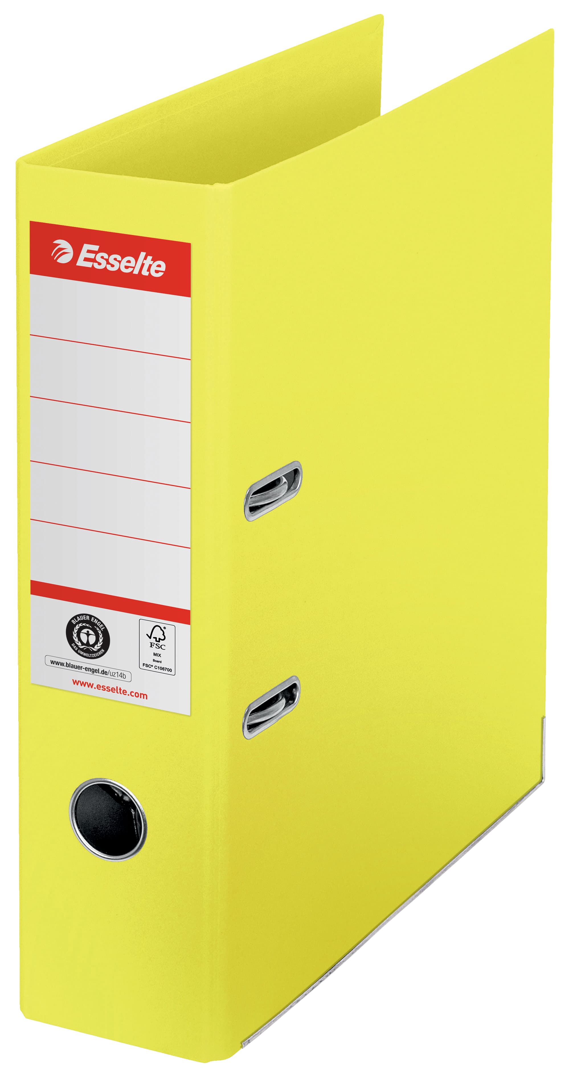 Biblioraft Esselte No.1 Power Recycled, carton, 100% reciclat, reciclabil, certificare FSC A4 7,5 cm- galben