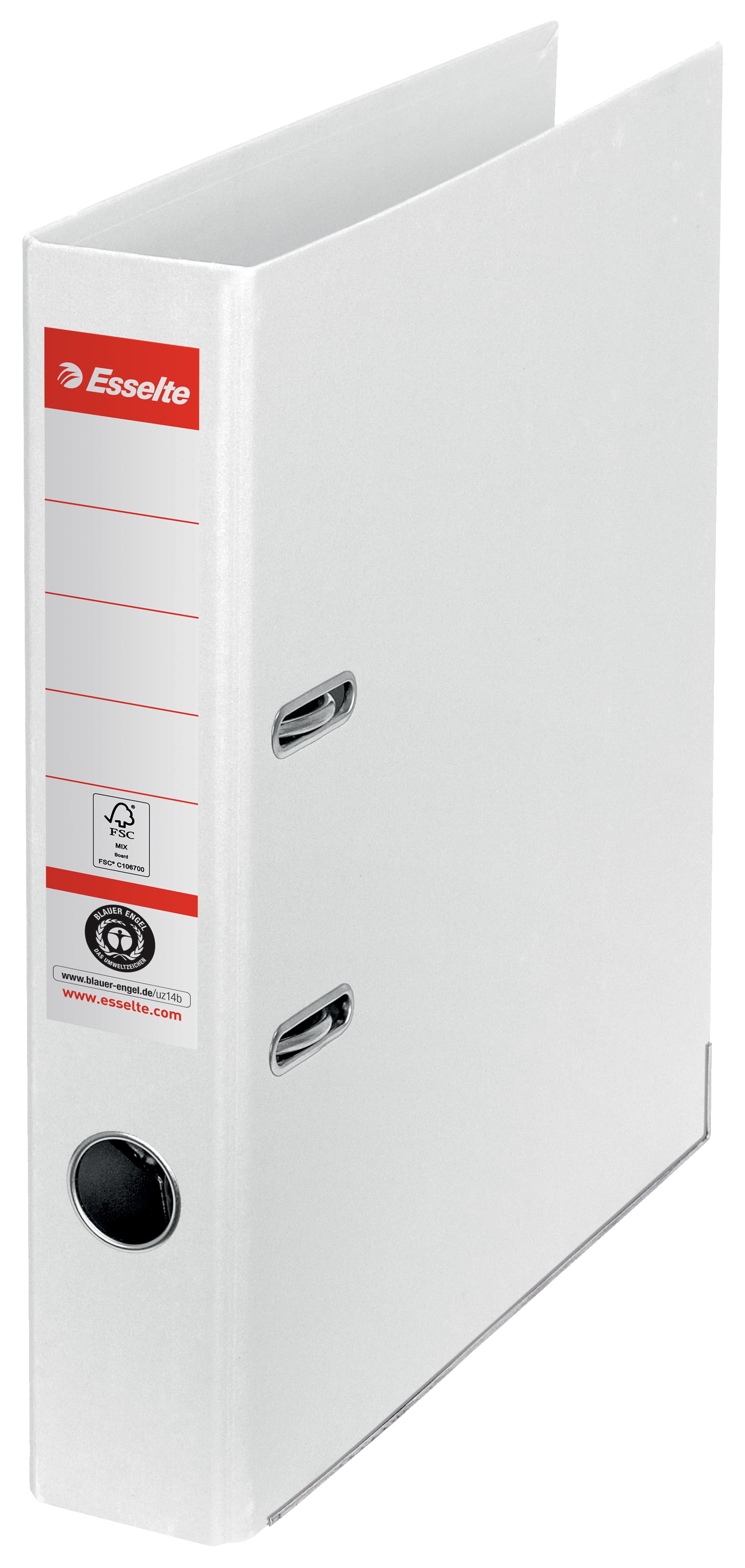 Biblioraft Esselte No.1 Power Recycled, carton, 100% reciclat, reciclabil, certificare FSC A4 5 cm- alb