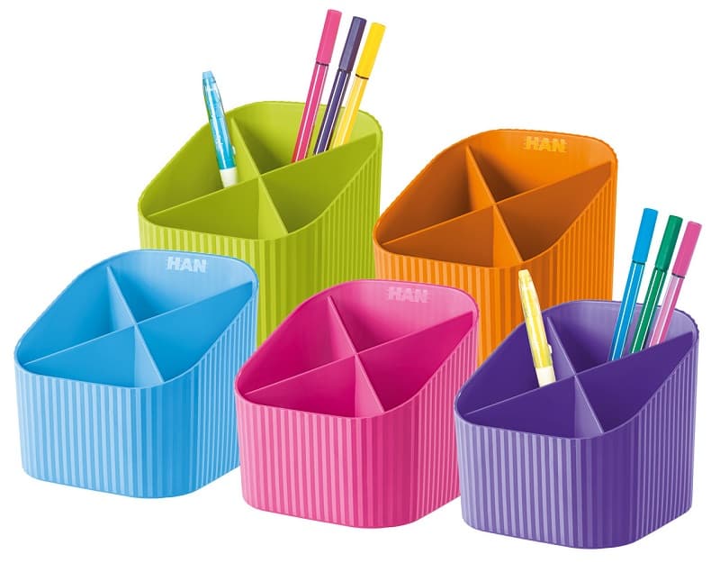 Suport pentru instrumente de scris, 4 compartimente, HAN X-Loop Trend-Colours - roz