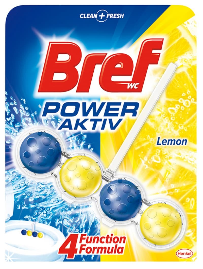 BREF Power Aktiv Lemon, odorizant solid pentru toaleta, bilute - 50 grame