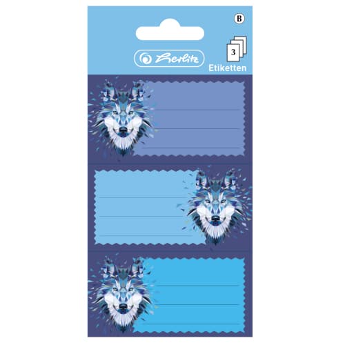 ETICHETE SCOLARE WILD ANIMALS WOLF SET 3X3 COLI