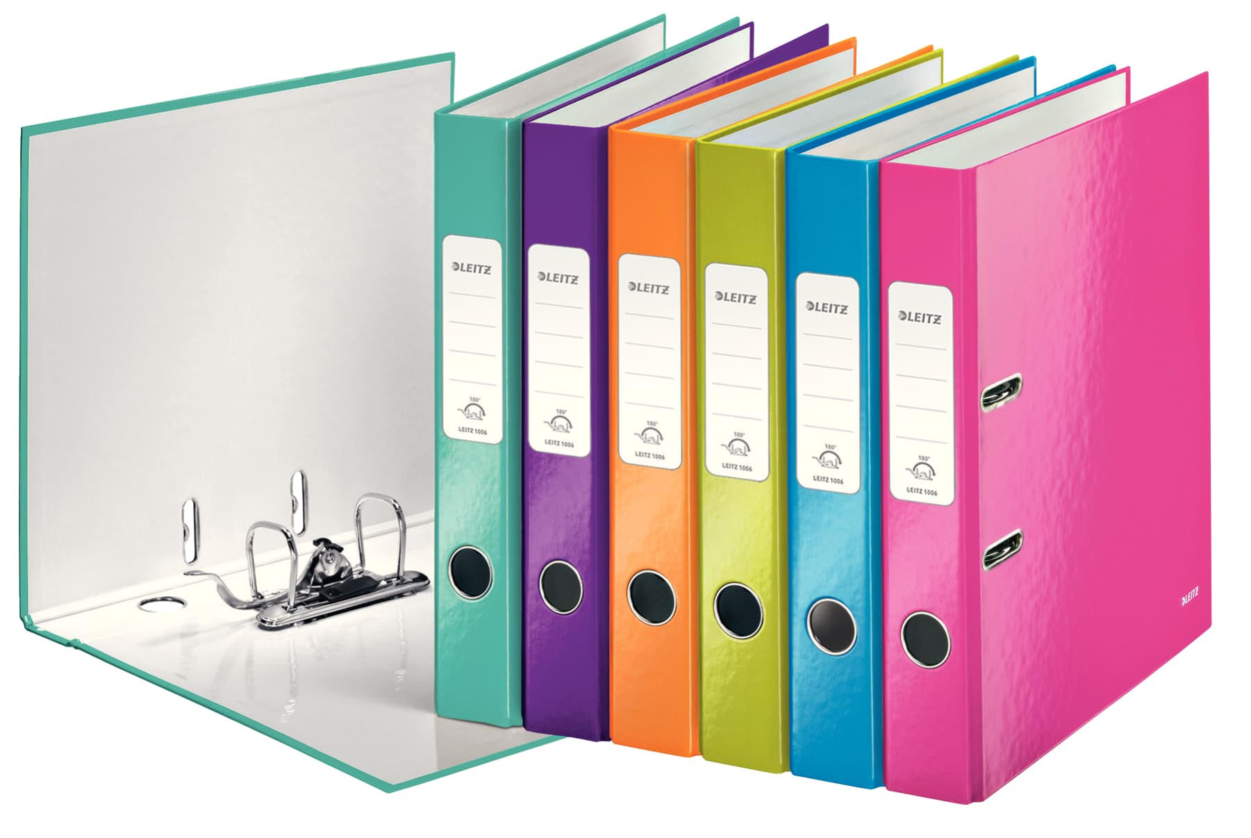 Biblioraft Leitz 180° WOW, carton laminat, partial reciclat, FSC, A4, 52 mm, mov