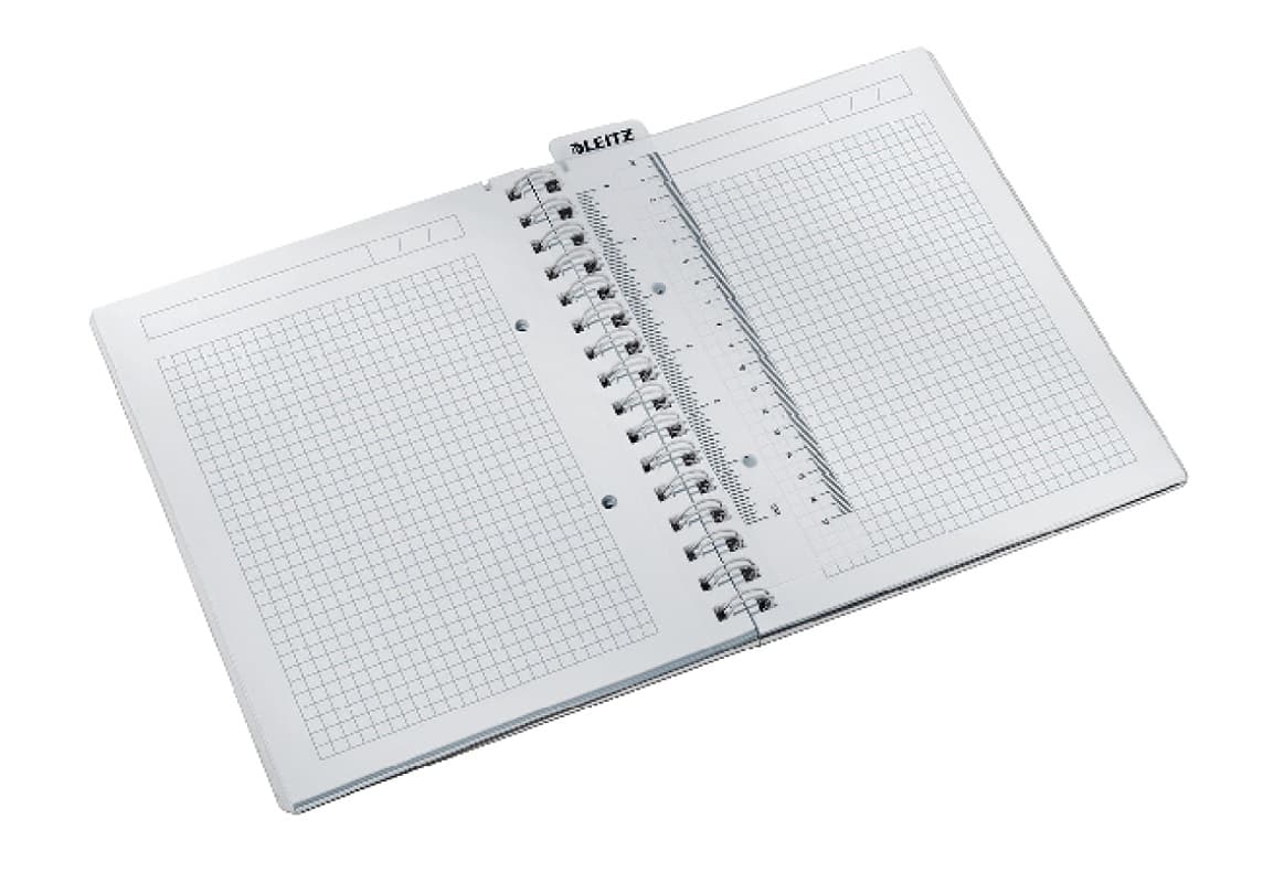 Caiet de birou Leitz WOW, PP, FSC, reciclabil, A5, 80 coli, cu spira, matematica, verde